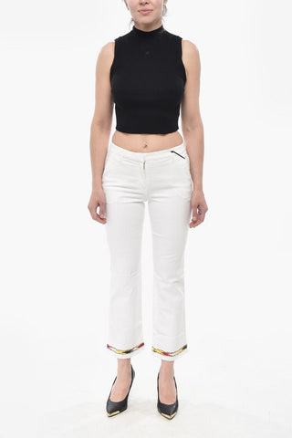 Ribbed Cotton-Blend Sleeveless High-Neck Top