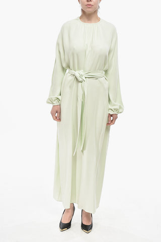 Silk Midi Dress with Belt