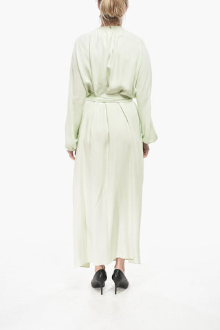 Silk Midi Dress with Belt