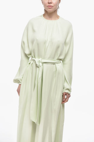 Silk Midi Dress with Belt