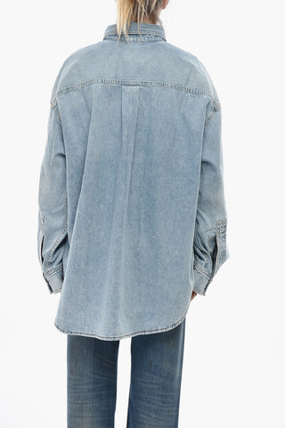 Oversized Denim Shirt with Snap Buttons