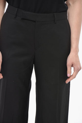 Pantaloni in Lana TOMMY a Gamba Dritta con Bande Laterali in Satin
