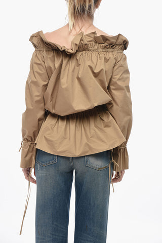 Off-Shoulder Cotton Blouse With Ruffles
