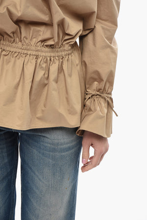 Off-Shoulder Cotton Blouse With Ruffles