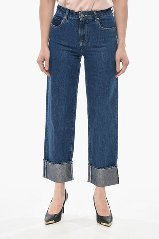 EMPORIO Jeans Cropped Fit Lavaggio Scuro con Dettaglio in Lurex