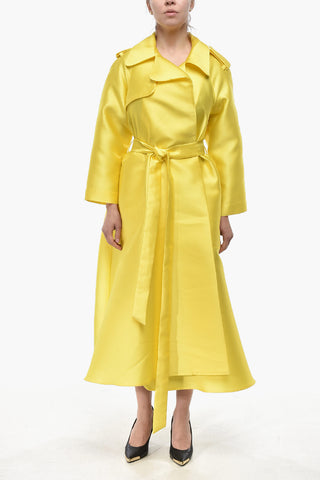 Satin-Blend Silk Wrap Trench Coat LANVIN