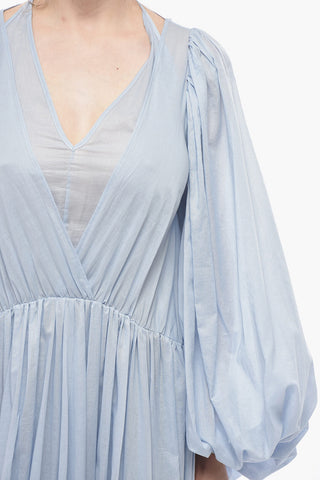 Cotton Flared Maxi Dress LUCCI with Balloon Sleeves