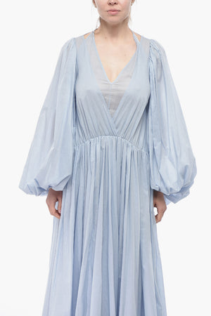 Cotton Flared Maxi Dress LUCCI with Balloon Sleeves