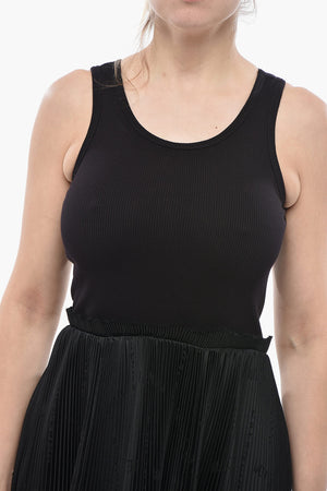 Midi Dress with Jacquard Pleated Skirt