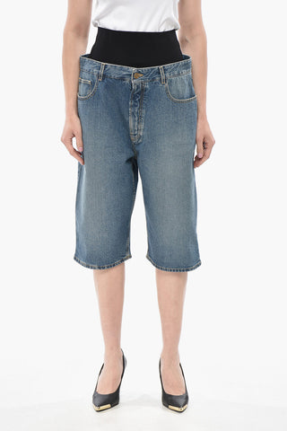 Wide-Leg-Shorts aus Denim mit elastischem Bund