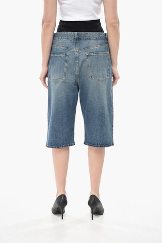 Wide-Leg-Shorts aus Denim mit elastischem Bund