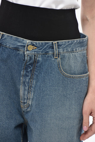 Wide-Leg-Shorts aus Denim mit elastischem Bund