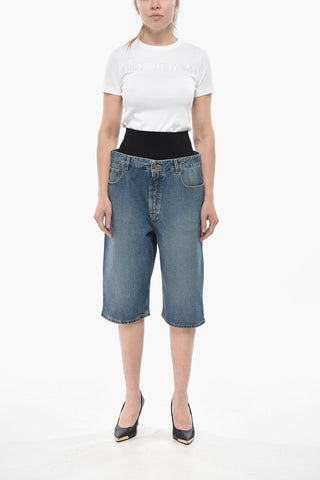 Wide-Leg-Shorts aus Denim mit elastischem Bund