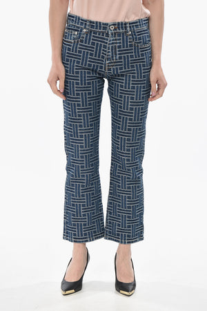 Cropped-Fit Cotton Jacquard Jeans 22cm