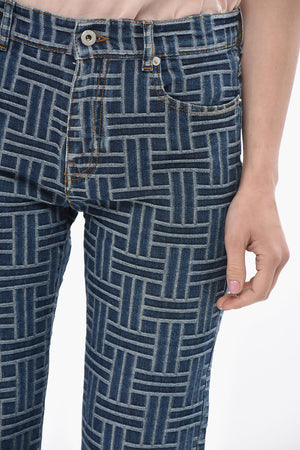 Cropped-Fit Cotton Jacquard Jeans 22cm