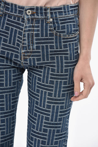 Cropped-Fit Cotton Jacquard Jeans 22cm