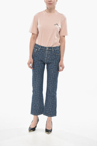 Cropped-Fit Cotton Jacquard Jeans 22cm
