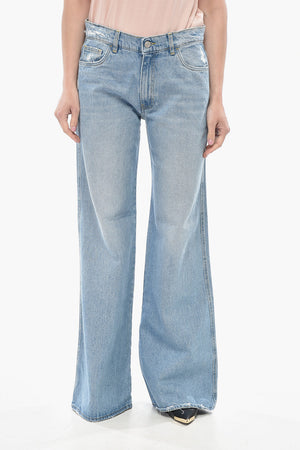 Jeans Palazzo in Denim Lavaggio Chiaro