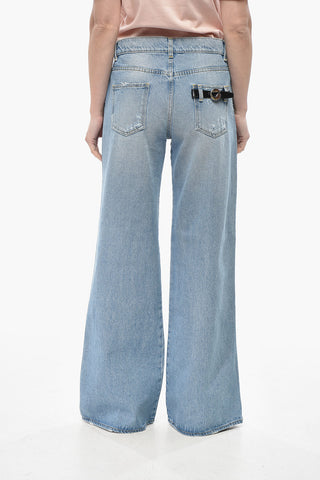 Palazzo-Jeans aus Denim mit heller Waschung
