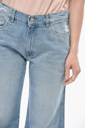 Jeans Palazzo in Denim Lavaggio Chiaro