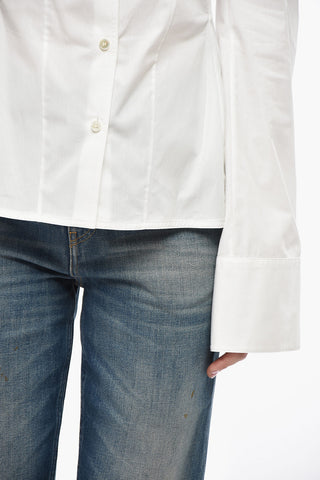 Cotton Poplin Shirt with Mandarin Collar