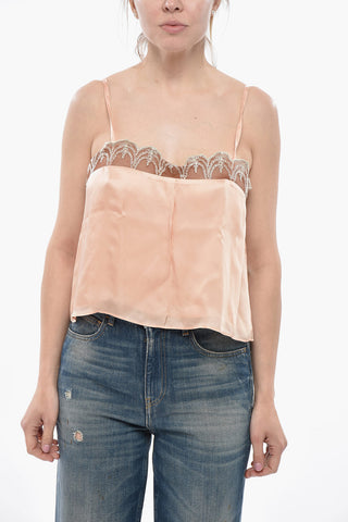Satin Slip Top with Lace Detail