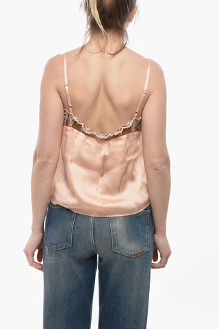 Satin Slip Top with Lace Detail