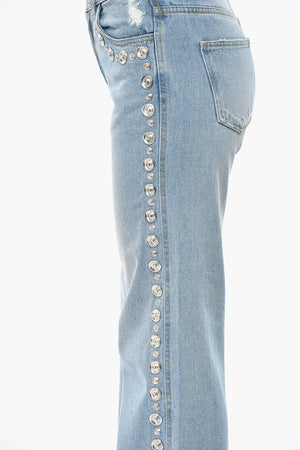 Jeans Bootcut con Bottoni a Pressione Decorativi 30cm