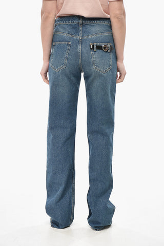 Straight-Leg Jeans With Logo Buckle 23cm
