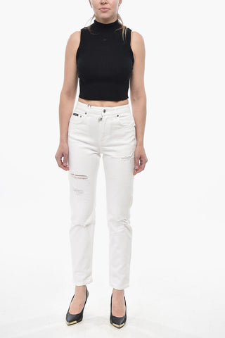 Skinny-Fit-Jeans Aus Baumwolle Mit Used-Effekt 16cm