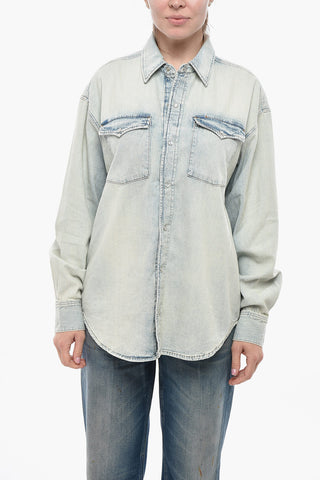 Oversized-Hemd aus Delavé-Denim