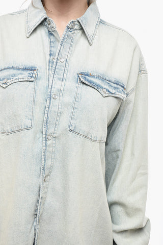 Oversized-Hemd aus Delavé-Denim
