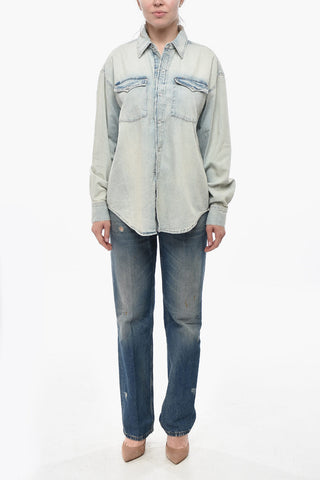 Oversized-Hemd aus Delavé-Denim
