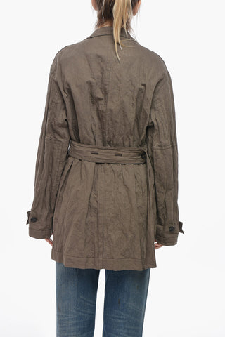 Saharischer Overshirt Aus Baumwollmischung Mit Knittereffekt
