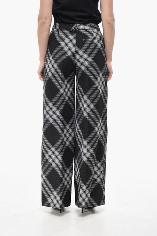 Pantaloni a 2 Pince in Lana Motivo Tartan
