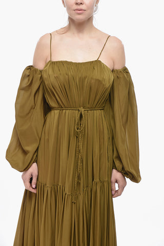Volantkleid aus Chiffon mit Ballonärmeln