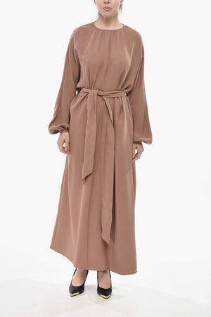 Vestito Midi in Seta con Cintura