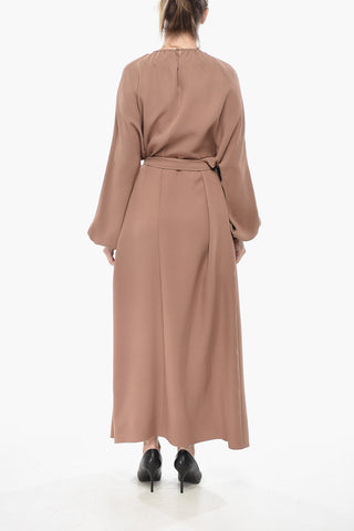Silk Midi Dress with Belt