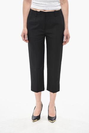 Cropped-Fit Wool Trousers With Belt Loops
