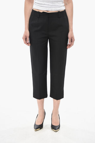 Cropped-Fit Wool Trousers With Belt Loops
