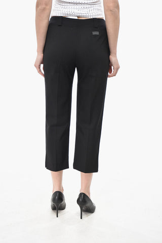 Cropped-Fit Wool Trousers With Belt Loops