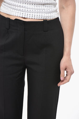 Cropped-Fit Wool Trousers With Belt Loops
