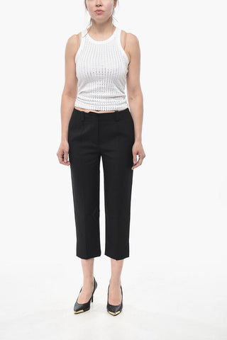Cropped-Fit Wool Trousers With Belt Loops