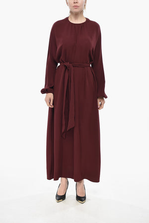 Vestito Midi in Seta con Cintura