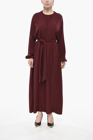 Midikleid aus Seide mit Gürtel