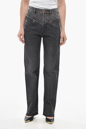 Straight-Leg Jeans NOEMIE Stonewashed Denim 22cm