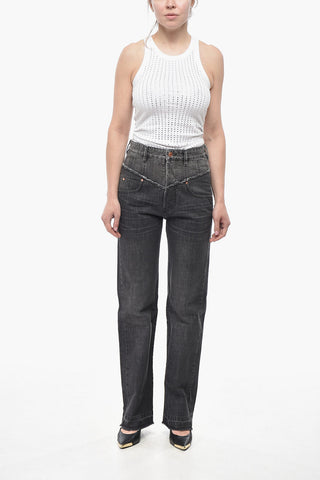 Jeans a Gamba Dritta NOEMIE in Denim Stone Washed 22cm