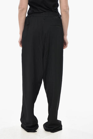 Cupro Palazzo Trousers With Side Martingales