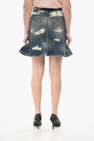 Minigonna in Denim Distressed con Design Svasato