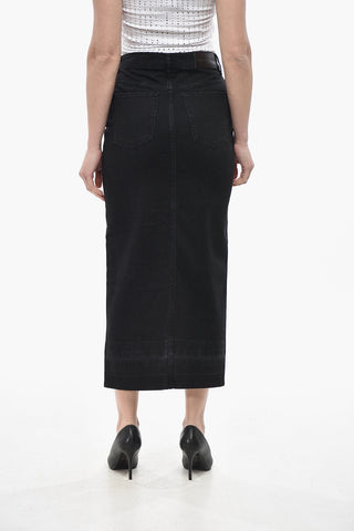Gonna a Tubino in Denim con Spacco Frontale